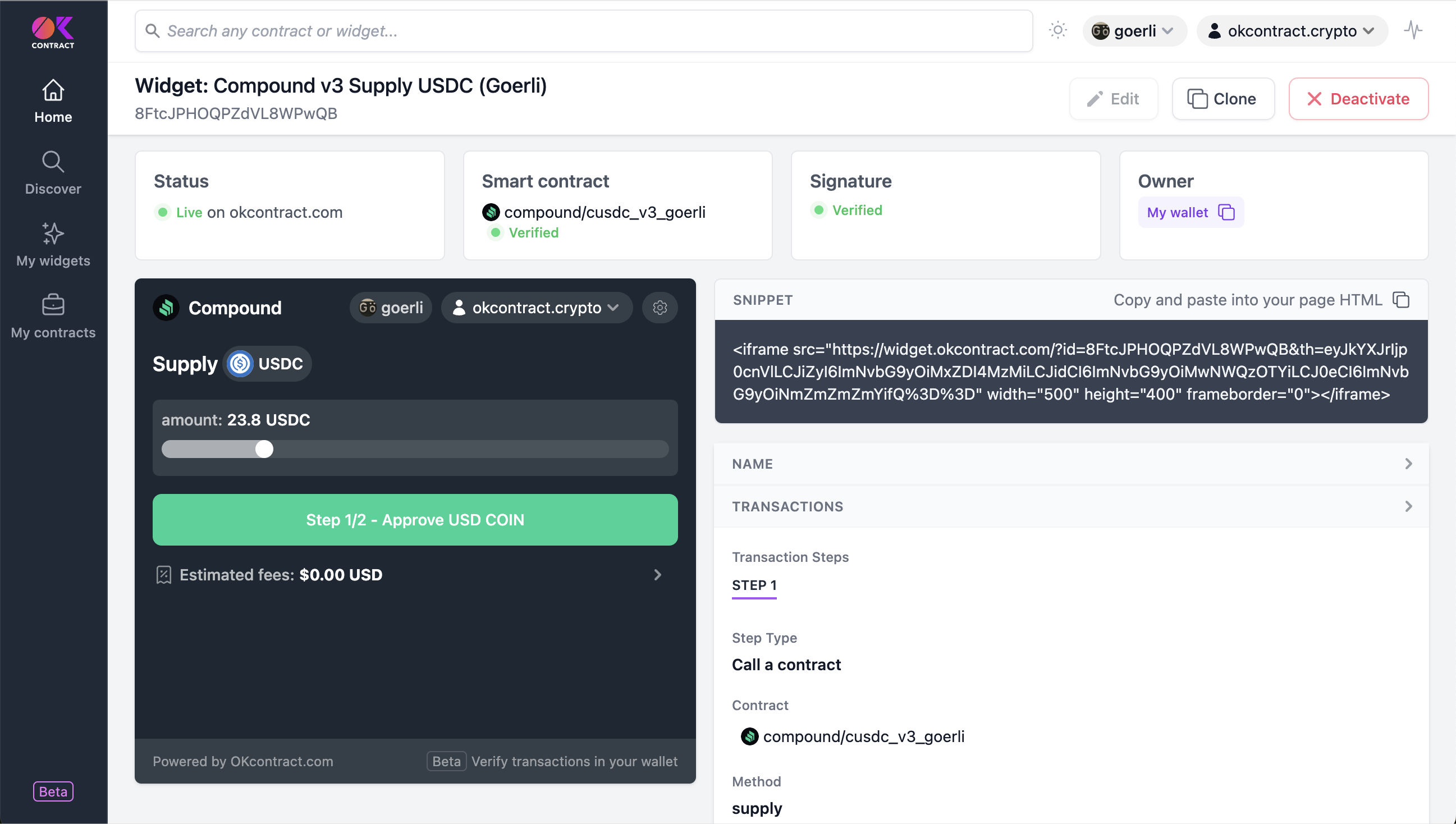 Supply Base token on Compound III