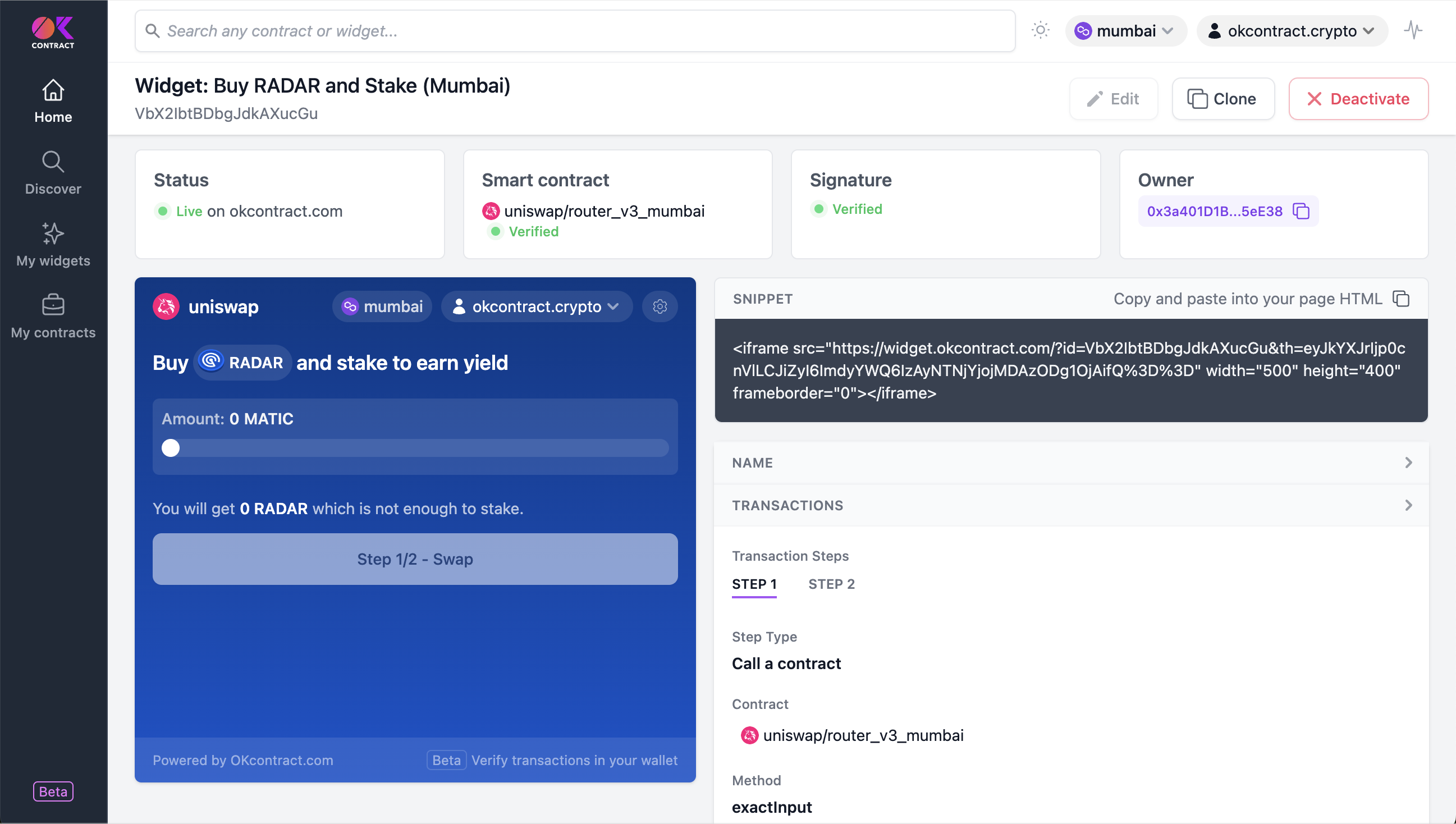 Swap and stake radar