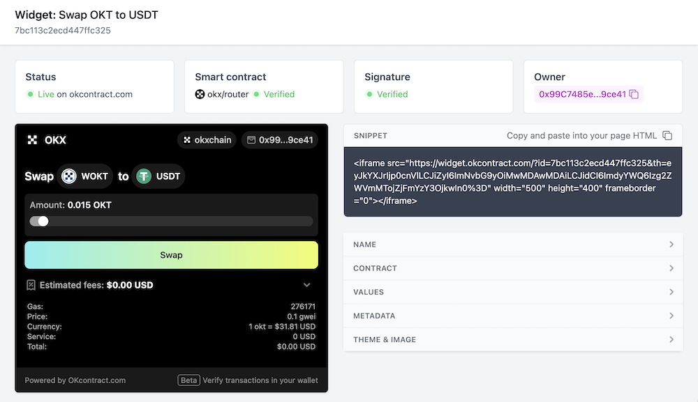 Widget embed